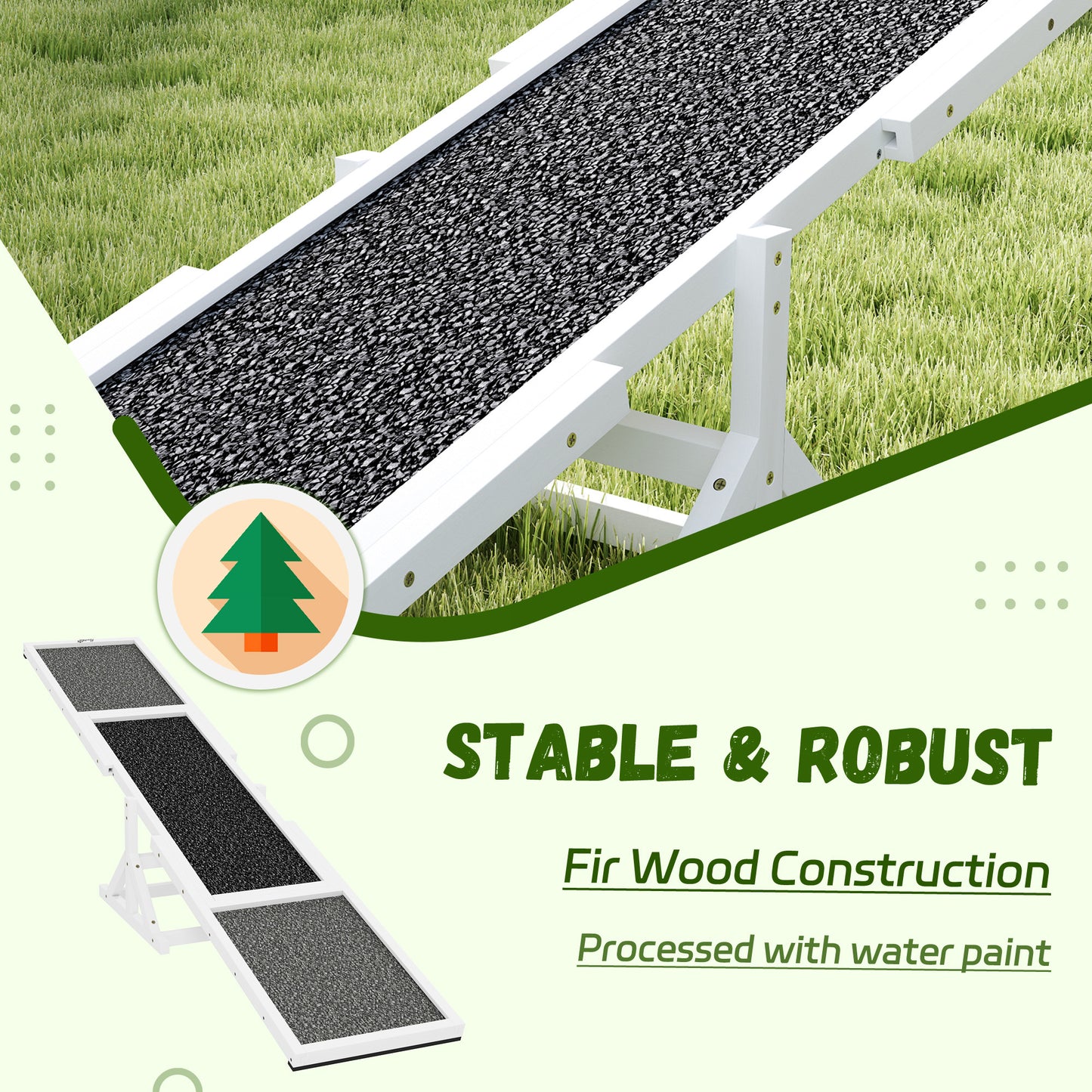 Wooden Dog Agility Seesaw For Training And Exercise, Weather Resistant, 83 L X 16 W X 14 H, White