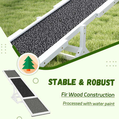 Wooden Dog Agility Seesaw For Training And Exercise, Weather Resistant, 83 L X 16 W X 14 H, White